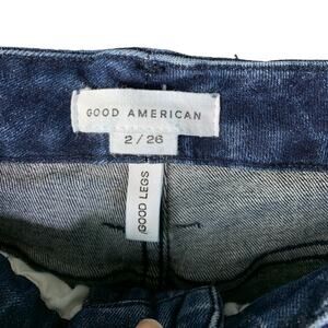 Good American Skinny Jeans Womens Sz 2/26 Stretch Good Legs Mid-Rise Raw Hem